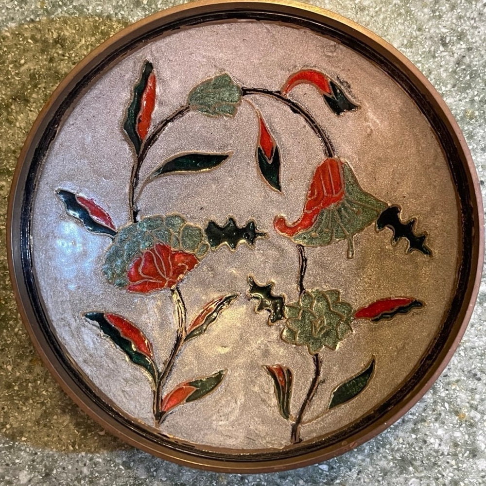 Vintage Commodore Solid Brass Floral Bowl
